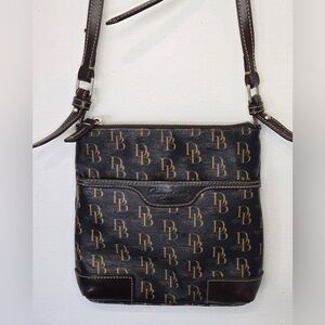 Dooney & Bourke DB Monogram Crossbody Bag Brown Signature Logo Vintage Y2K
